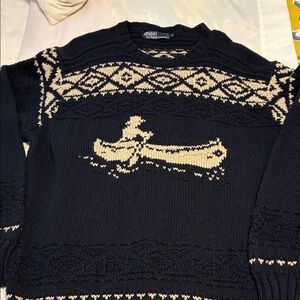 Polo Ralph Lauren Navy and Cream Crewneck Sweater